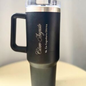 Copo Térmico PERSONALIZADO A LASER Com Canudo Inox 1,2 Litros