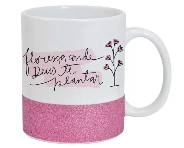 Caneca personalizada de cerâmica com glitter