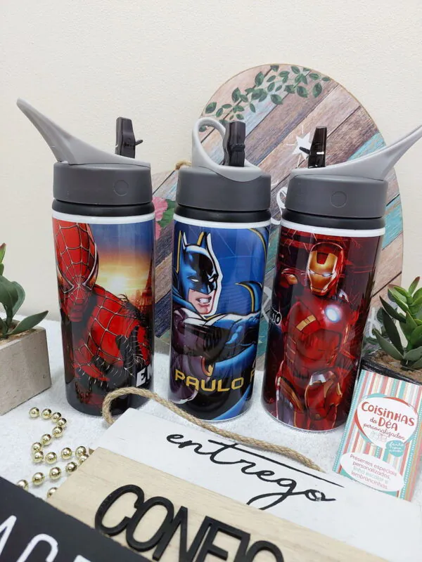 Squeeze Tampa Canudo 600 ml (sua arte estampada COM SUBLIMAÇÃO) - Imagem 3