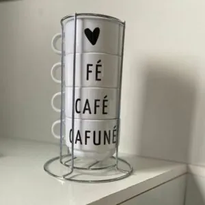 Kit 4 Xicaras Personalizadas + Suporte.